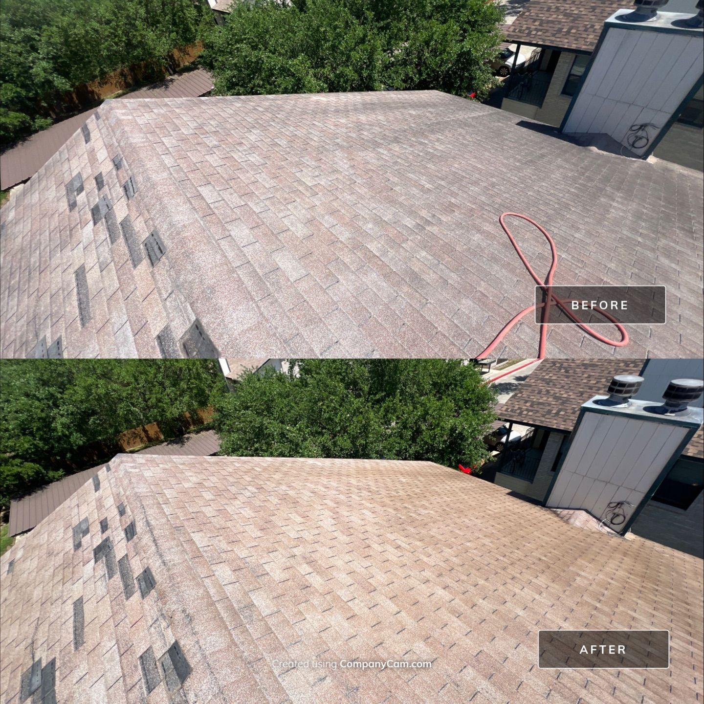 Commercial Roof Soft Washing Project for Four Apartment Buildings in San Antonio, TX